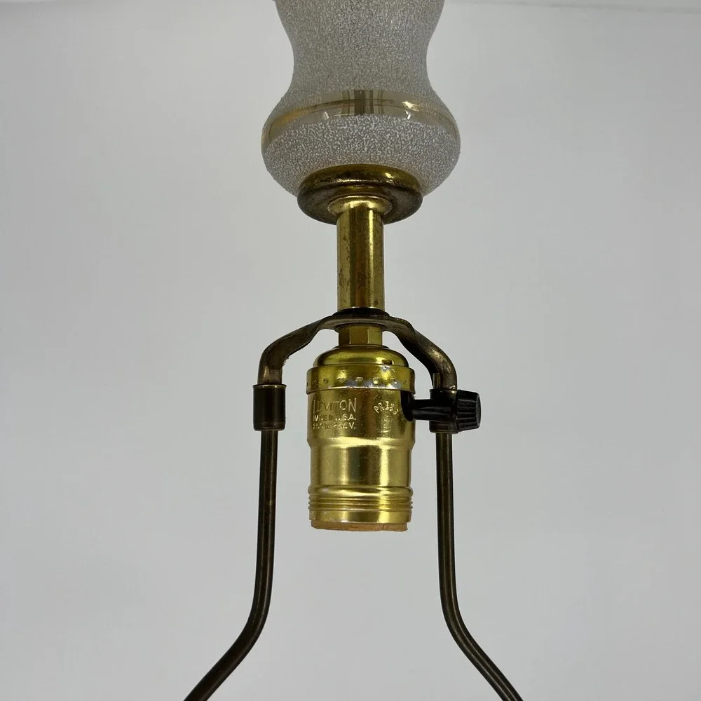 Vintage‎ Leviton Table Lamp Mid Century Modern Frosted Glass & Brass USA 29.5